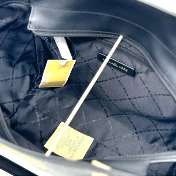 Michael Kors Jet Set Travel Large Chain Shoulder Tote Bag Black/Gold - Picture 11 of 12